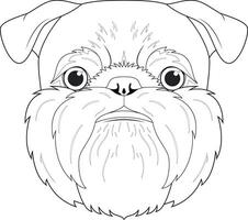 Bruxelles griffon chien facile coloration dessin animé vecteur illustration. isolé sur blanc Contexte