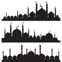 mosquée silhouette, ensemble de mosquée vecteur
