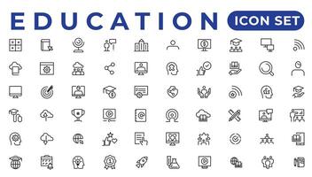 éducation ligne modifiable Icônes ensemble. vecteur illustration dans moderne mince ligne style de école Icônes école sujets, fournitures, science, et en ligne apprentissage