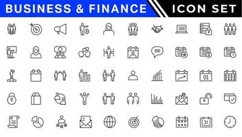 affaires et la finance la toile Icônes dans ligne style. argent, banque, contact, infographie. icône collection. vecteur illustration