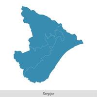 carte de sergipe est une Etat de Brésil avec mésorégions vecteur