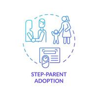 étape parent adoption bleu pente concept icône. étape enfant garde à vue. adoption légal processus. officiel certificat. rond forme ligne illustration. abstrait idée. graphique conception. facile à utilisation vecteur