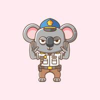 mignonne koala police officier uniforme dessin animé animal personnage mascotte icône plat style illustration concept ensemble vecteur