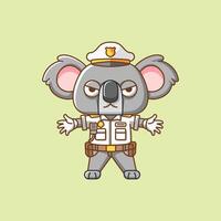 mignonne koala police officier uniforme dessin animé animal personnage mascotte icône plat style illustration concept vecteur