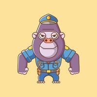 mignonne gorille police officier uniforme dessin animé animal personnage mascotte icône plat style illustration concept vecteur