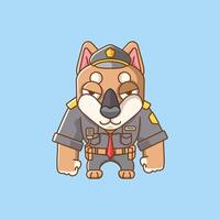 mignonne chien police officier uniforme dessin animé animal personnage mascotte icône plat style illustration concept vecteur