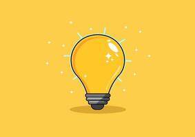 dessin animé vecteur illustration de une Jaune lumière ampoule brillant brillamment, éclairant un idée.créativité et inspiration, avec le lumière ampoule symbolisant une brillant idée.
