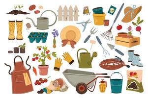 collection de jardin outils et accessoires. vecteur