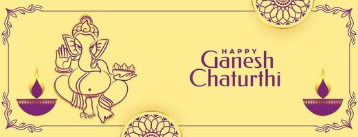 traditionnel ganesh chaturthi invitation ou salutation carte bannière vecteur