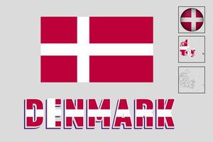 Danemark drapeau et carte dans vecteur illustration
