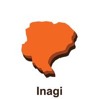 carte ville de Inagi marron couleur, Facile carte illustration conception, logotype élément pour modèle vecteur