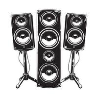 systeme audio orateur image dans noir et blanc vecteur image