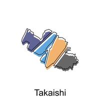 carte ville de Takaishi avec contour graphique esquisser illustration modèle vecteur