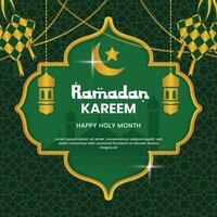 Ramadan kareem Contexte conception modèle avec d'or ornement, social médias Publier modèle vecteur