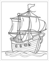 pirate navire coloration pages, navire vecteur, noir et blanc navire illustration vecteur