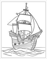 pirate navire coloration pages, navire vecteur, noir et blanc navire illustration vecteur