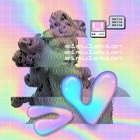 déformé fusion vaporwave collage avec marbre sculpture dans , Apollon belvédère buste et fluide formes. holographique retrowave style affiche concept, postmoderne esthétique de Années 80-90. vecteur