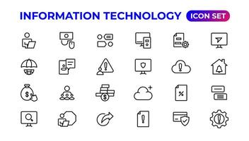 information La technologie linéaire Icônes collection.contour icône. vecteur