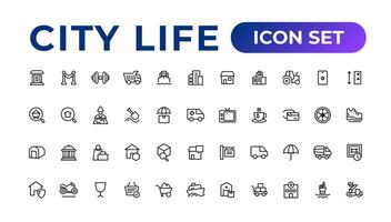 ville la vie ligne Icônes, panneaux, ligne icône ensemble, modifiable vecteur icône.