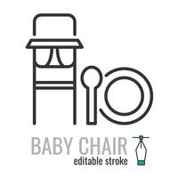 bébé chaise ligne icône.alimentation siège pour bébé pictogramme.bébé haute chaise pour en mangeant signe. vecteur graphique illustration eps dix. modifiable accident vasculaire cérébral