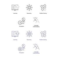 Composants de ai symbole vecteur icône pack visualisation coeur artificiel intelligence concepts