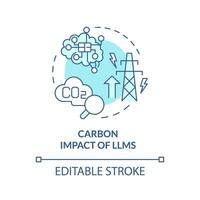 llms carbone impact doux bleu concept icône. artificiel intelligence environnement impact. rond forme ligne illustration. abstrait idée. graphique conception. facile à utilisation dans infographie, présentation vecteur