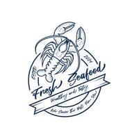 Fruit de mer logo conception restaurant Frais Crabe et crevette logo pour étiquette produit et Fruit de mer magasin. cette logo est adapté pour liés aux fruits de mer vecteur