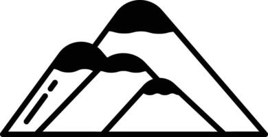 Montagne vert de pointe glyphe et ligne vecteur illustration
