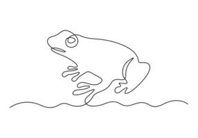 Facile grenouille contour continu un ligne dessin vecteur illustration