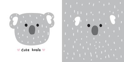 mignonne sourire koala ours visage doux cheveux main dessiné.wild tête animal personnage dessin animé design.enfant graphique.image pour carte, affiche, impression écran, bébé vêtements, t-shirt, autocollant.kawaii.vector.illustration. vecteur