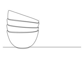 nourriture bol continu un ligne dessin. cuisine outils concept vecteur illustration