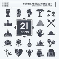 icône ensemble Sud Afrique. en relation à éducation symbole. glyphe style. Facile conception illustration vecteur
