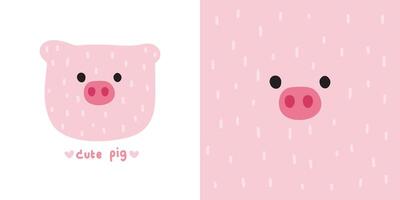 mignonne sourire porc visage doux cheveux main dessiné.ferme tête animal personnage dessin animé design.enfant graphique.image pour carte, affiche, impression écran, bébé vêtements, t-shirt, autocollant.kawaii.vector.illustration. vecteur