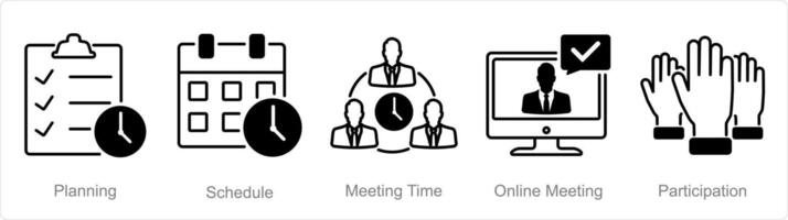 une ensemble de 5 réunion Icônes comme planification, calendrier, réunion temps vecteur