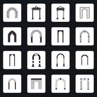 icônes d'arc définies dans un style simple vecteur