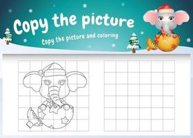 copiez l'image jeu d'enfants et coloriage avec un éléphant mignon vecteur