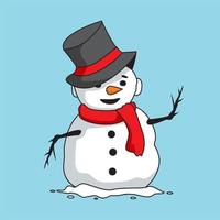 bonhomme de neige dessin animé salutation saison joyeux noël hiver vecteur