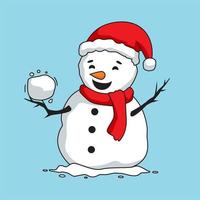 bonhomme de neige dessin animé salutation saison joyeux noël hiver
