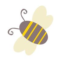 abeille mignonne dessinée dans un style de griffonnage primitif simple. illustration de vecteur plat naïf isolé sur fond blanc.
