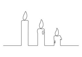Trois bougies dans un continu ligne dessin vecteur illustration