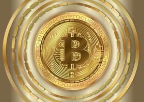 crypto-monnaie pièce bitcoin fond or art vecteur