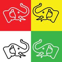 l'éléphant vecteur icône, direct style icône, de animal tête Icônes collection, isolé sur rouge, jaune, blanc et vert Contexte.