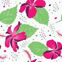 motif botanique de fleurs et de feuilles d'hibiscus hawaïen pour un drap bleu-vert, des vêtements, du coton, une impression d'art et une tapisserie vecteur