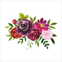 aquarelle floral bouquet, Bourgogne et rougir des roses vecteur