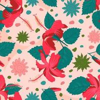 motif téléchargeable hibiscus china rose allover avec dessin à main levée pour étui de téléphone, rideau, intérieur, décoration de la maison, etc. vecteur
