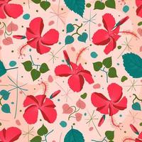 buisson de fleurs ornementales sans couture rosa sinensis motif de surface multicolore rouge pour les tissus de tapisserie de rideau, de couette, d'impression et d'ameublement.