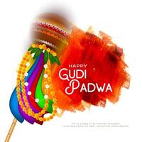 magnifique content gudi padwa traditionnel Indien Festival carte vecteur