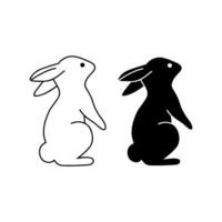 silhouette de lapin en vecteur. lapin de Pâques. peut être utilisé comme pochoir ou modèle pour les décorations festives, les cartes postales, les vitrines, les logos, etc. vecteur