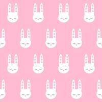 Facile mignonne Pâques lapin sans couture modèle vecteur illustration. blanc lapins silhouette sur rose Contexte. main tiré dessin animé plat conception..