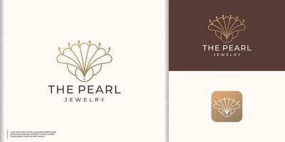 luxe perle coquille logo minimaliste ligne style inspiration. vecteur